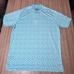 FootJoy Men’s Large Aqua Pinstripe Polo – Performance Golf Shirt